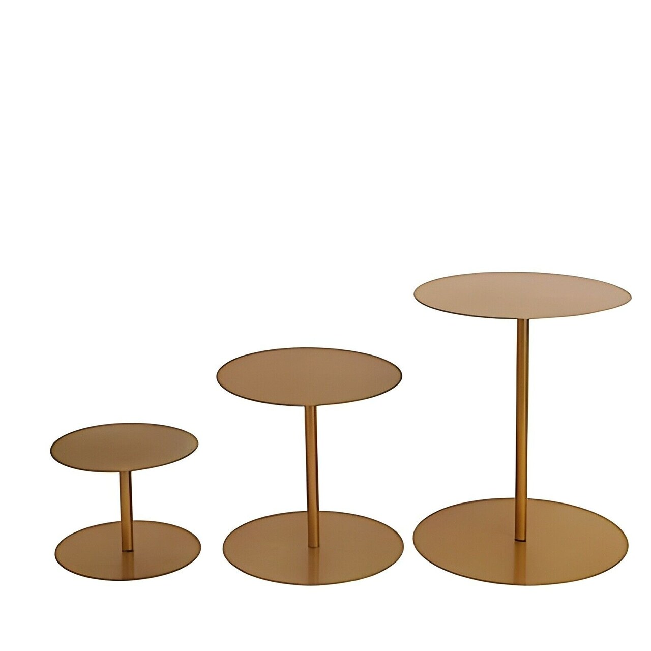 3 Gold Round Metal Cupcake Stands Dessert Pedestals Party Events Decorations